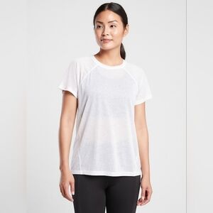 Athleta Vapor Tee White Lightweight Quick-Dry Athletic Shirt Sport Workout Top M